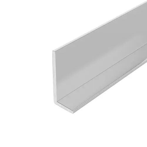 L Channel, Aluminum Material, 5/8" H x 5/16" W Size, 144" Length, 3/64" Thickness, Satin Clear Anodized Finish