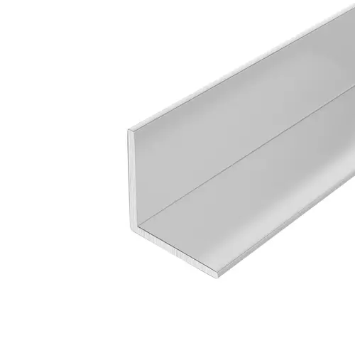 L Channel, Aluminum Material, 1" H x 1" W Size, 144" Length, 1/16" Thickness, Satin Clear Anodized Finish