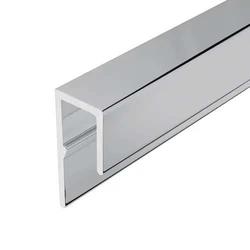 Top J Channel With Screw Ridge Aluminum material, 144" Length, 1/4" Mirror Thickness, 1-1/4" Height, Polished Aluminum Anodized finish