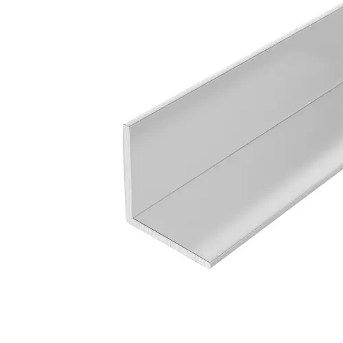 L Channel, Aluminum material, 144" Length, 5/8" H x 5/8" W Size, 1/16" Thickness, Satin Clear Anodized Finish
