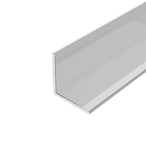 L Channel, Aluminum Material, 5/8" H x 5/8" W Size, 144" Length, 1/16" Thickness, Polished Aluminum Anodized Finish
