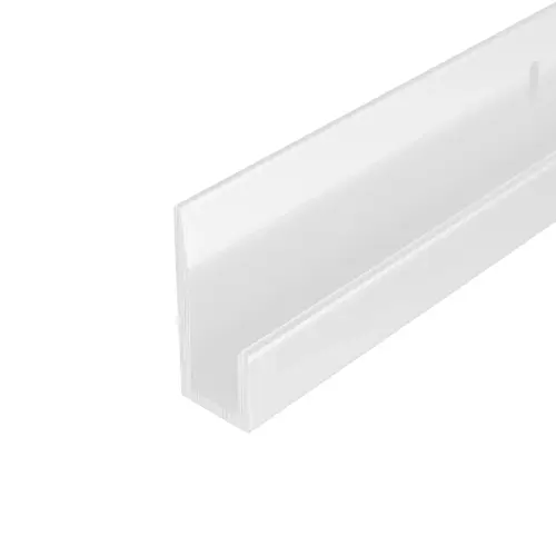 Bottom J Channel Without Screw Ridge Aluminum Material, 144" Length, 1/4" Mirror Thickness, 7/8" Height, Satin Clear Anodized Finish