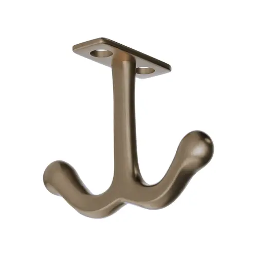Coat and Hat Hook, Zamak Material, 1-3/8" Base Length, 3/4" Base Width, 2-3/16" Projection, Brushed Nickel Finish