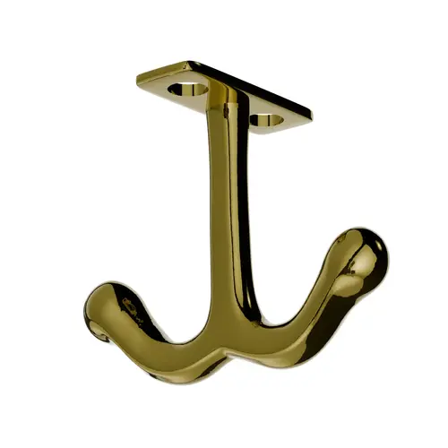 Ceiling Hook, Zamak Material, 1-3/8" Base Length, 3/4" Base Width, 2-3/16" Projection, Polished Brass Finish