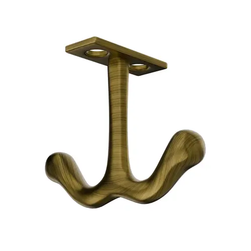 Coat and Hat Hook, Zamak Material, 1-3/8" Base Length, 3/4" Base Width, 2-3/16" Projection, Antique Brass Finish