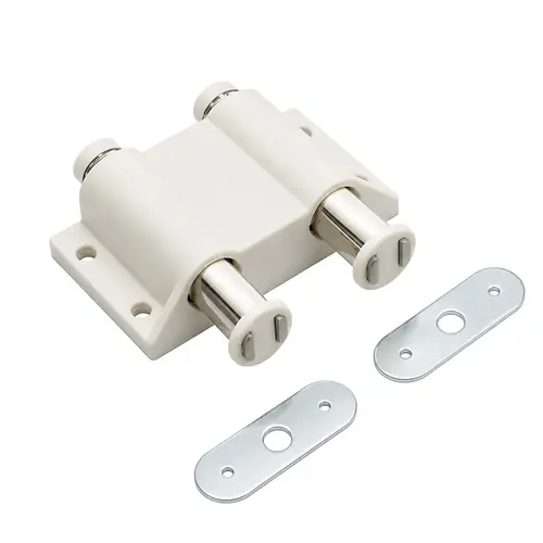Double Magnetic Touch Latch, Plastic Case Material, 2-5/16" Body Width, 1-11/32" Body Length, White Finish