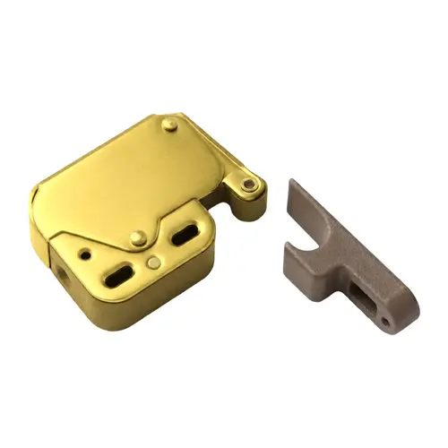 Push Latch, Steel Latch Material, Plastic Strike Material, 1" Latch Body Length, 1-3/32" Latch Body Height, Brass Latch Finish