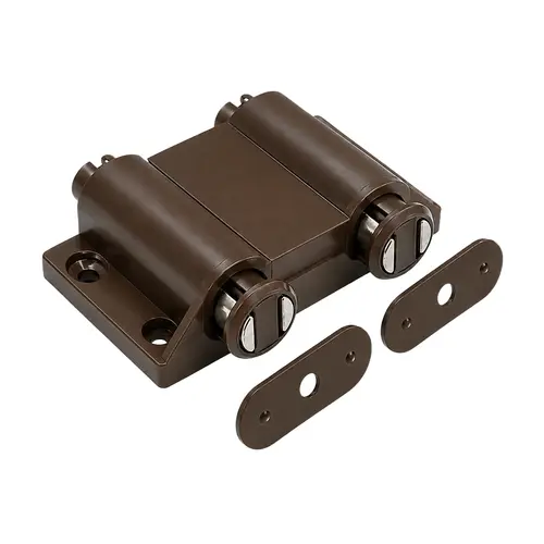 Double Magnetic Touch Latch, Plastic Case Material, 2-5/16" Body Width, 1-11/32" Body Length, Brown Finish