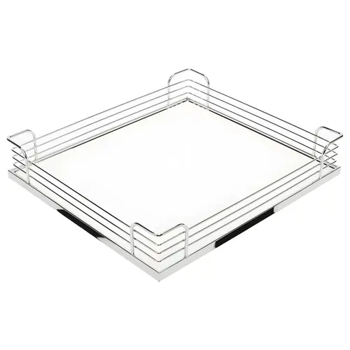 Storage Tray, Arena Plus, for 220 lbs. Weight Capacity Pantry Pull-Out 12 7/8" For Base Pull-Out II, Chrome/White, width 12 7/8", for frame width 18" Shelf: White Surround: Chrome