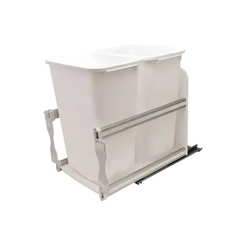 Waste Bin Pull-Out, KV Bottom Mount, Double, 50 Qt, Undermount Slide with Soft-Close USC18-2-50WH White White