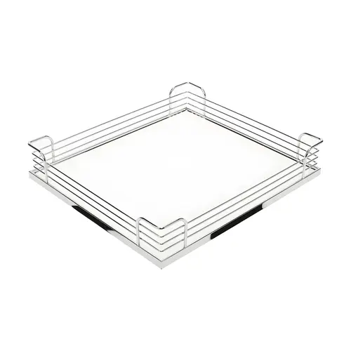 Storage Tray, Arena Plus, for 220 lbs. Weight Capacity Pantry Pull-Out 14 7/8" For Base Pull-Out II, Chrome/White, width 14 7/8", for frame width 21" Shelf: White Surround: Chrome