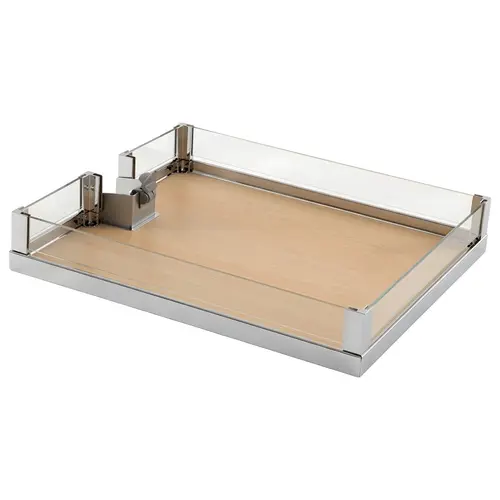 Individual Adjustable Tray, for LAVIDO Pantry Pull-Out 403 mm 18" 15 3/4" Chrome/Maple, 403 mm (15 1/4") Shelf: Maple Surround: Chrome, Shelf: Maple Surround: Chrome