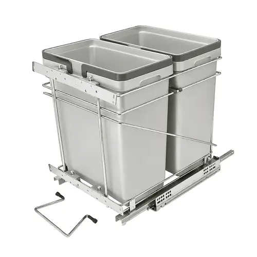 Waste Bin Pull-Out, Salice, Double 30 l / 30 l 2 x 32 qt. 457 mm QPAM18228C 18" opening (width) 18" for 18" opening, model QPAM18228C Steel / Plastic