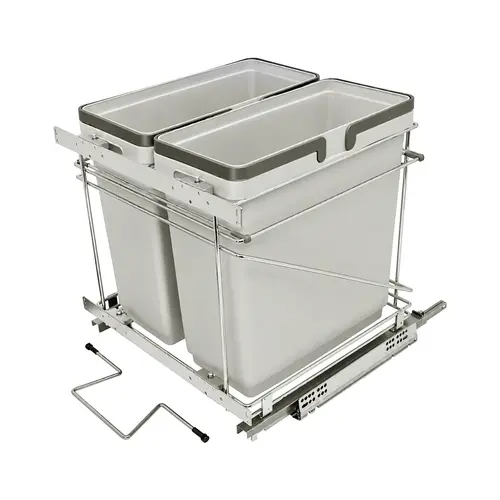 Waste Bin Pull-Out, Salice, Double 33 l / 33 l 2 x 35 qt. 533 mm QPAM21235C 21" opening (width) 21" for 21" opening, model QPAM21235C Steel / Plastic