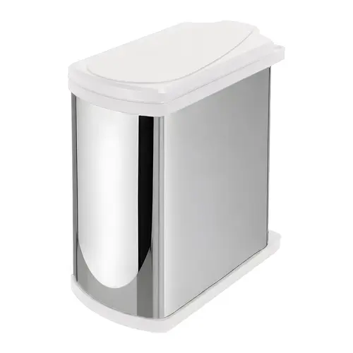 Side Panel/Door Mounted Waste Bin, Hailo Uno (Rectangular) 23 7/16" 22 1/8" Installation behind hinged doors, Stainless steel Plastic, Stainless steel