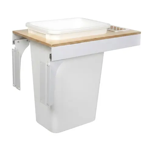 Waste Bin Pull-Out, KV Wood Frame, Side Mount, Single, Depth is 23 3/16" 47 l 50 qt. 549 mm 368 mm 21 5/8" TSC15-1-50WH 14 1/2" White, capacity: 50 qt. White