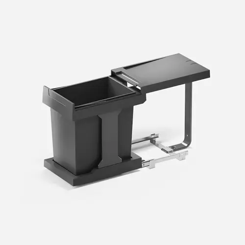 Hailo Single Waste Bin Pull-Out, Easy Cargo 20, Steel And Plastic Material, 9-1/2" Width, 16-5/8" Depth, Slate Gray Finish 14 15/16"