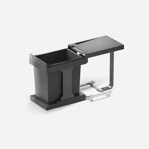 Hailo Single Waste Bin Pull-Out, Easy Cargo 20, Steel And Plastic Material, 20 L Capacity, 16-1/2" Height, Slate Gray Finish