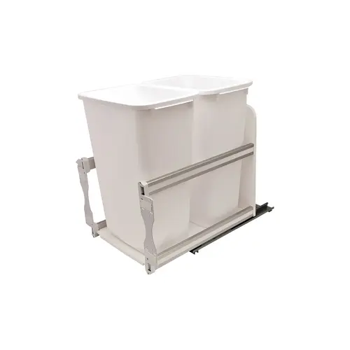 Waste Bin Pull-Out, KV Bottom Mount, Double, 35 Qt, Undermount Slide with Soft-Close USC15-2-35WH White White