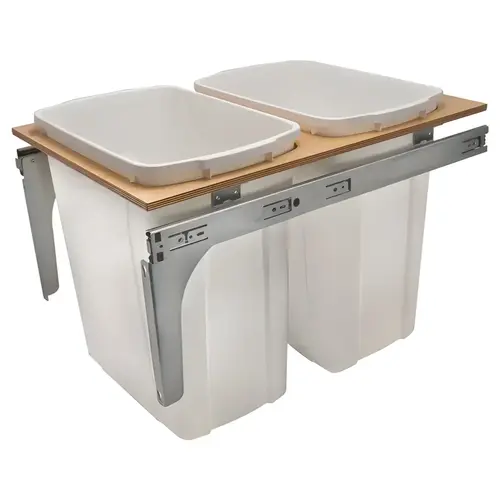 Waste Bin Pull-Out, KV Wood Frame Side Mount, Double, Depth is 22 1/2" 457 mm PDMTM18-2-35WH 18" (W x H) 457 x 445 mm White