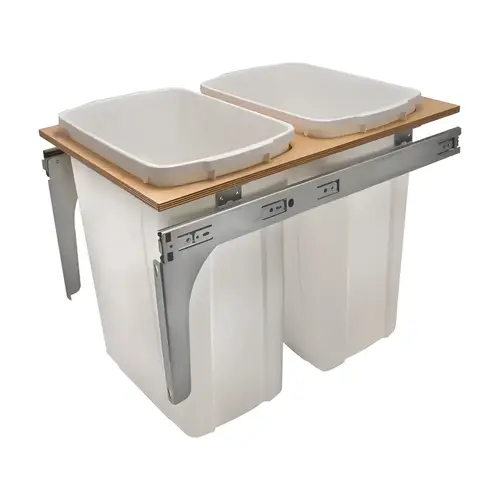 Waste Bin Pull-Out, KV Wood Frame Side Mount, Double, Depth is 22 1/2" 381 mm PDMTM15-2-35WH 15" (W x H) 381 x 445 mm White