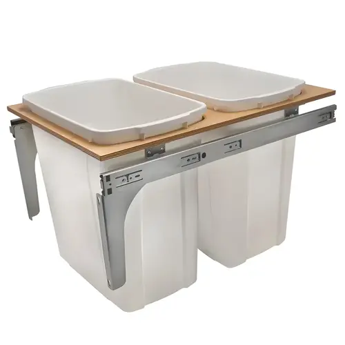 Waste Bin Pull-Out, KV Wood Frame Side Mount, Double, Depth is 22 1/2" 533 mm PDMTM21-2-35WH 21" (W x H) 533 x 445 mm White