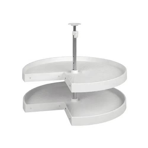 Lazy Susan Set, Pie-Cut, Plastic, Two-Tray 28" diameter, 1 set White