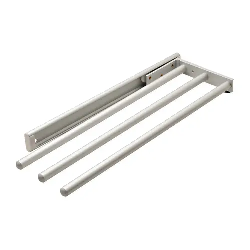 Towel Rack Pull-Out, 3 Bar, Extendable Anodized silver Chrome or Silver