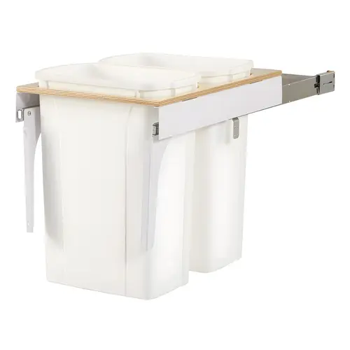 Waste Bin Pull-Out, KV Wood Frame, Side Mount, Double, Depth is 23 3/16" 445 mm TSC18-2-35WH 17 1/2" White, 445 mm (17 1/2") White