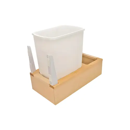 Waste Bin Pull-Out, KV Wood Frame, Bottom Mount, Single, Depth is 22 3/8" 33 l 35 qt. 489 mm 19 1/4" KV No. WUSC12-1-35WH 35 qt. Bin: White