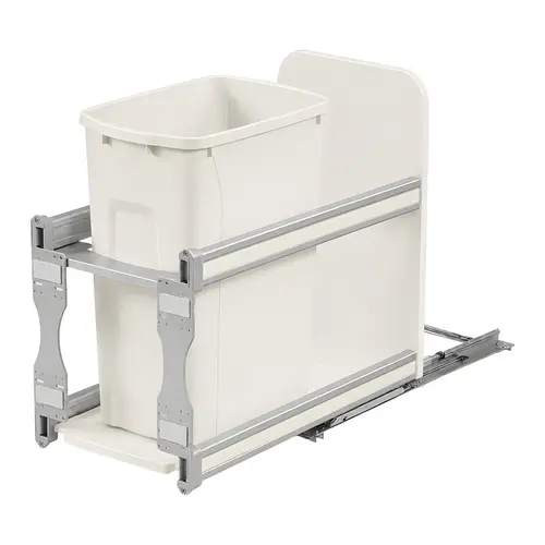 Waste Bin Pull-Out, KV Bottom Mount, Single, Undermount Slide with Soft-Close 50 qt. 23 1/4" USC12-1-50WH White, 50 qt., height: 591 mm (23 9/32") Frame: Steel Bin: Plastic