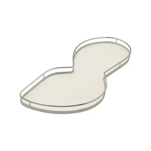 Lemans Set, For Blind Corner Cabinets Right, Steel And Melamine Material, 12" Tray Size, Chrome And White Finish