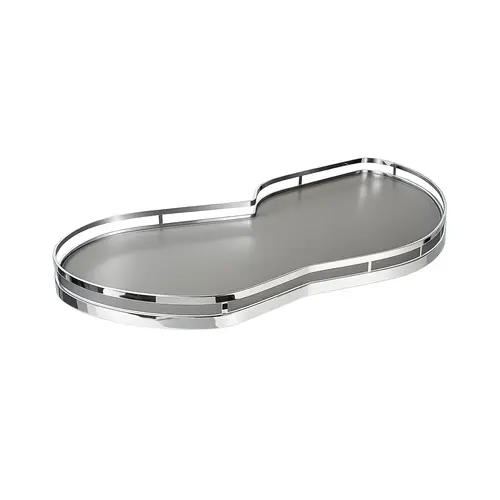 Lemans Set, Blind Corner Cabinet Organizer, Right Swing, 2 Trays, 15" Tray Size, Chrome And Anthracite Finish