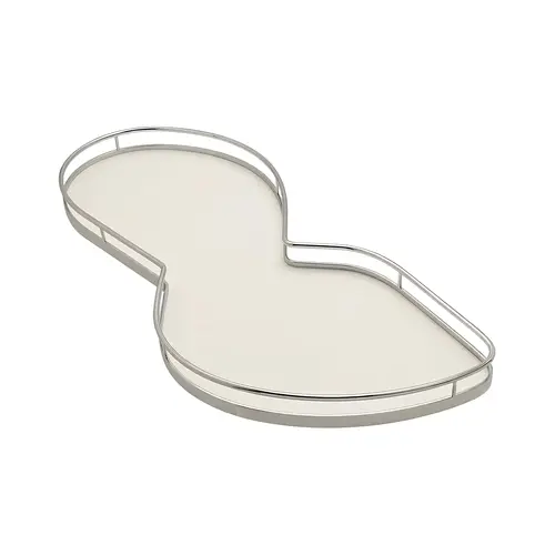 Lemans Set, For Blind Corner Cabinets Left, Steel And Melamine Material, 15" Tray Size, Chrome And White Finish
