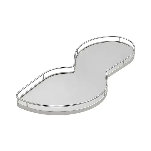 Lemans Set, For Blind Corner Cabinets Left, Melamine And Steel Material, 15" Tray Size, Gray And Chrome Finish