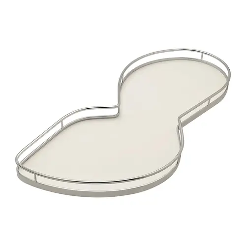 Lemans Set, For Blind Corner Cabinets Right, Melamine And Steel Material, 21" Tray Size, Chrome And White Finish
