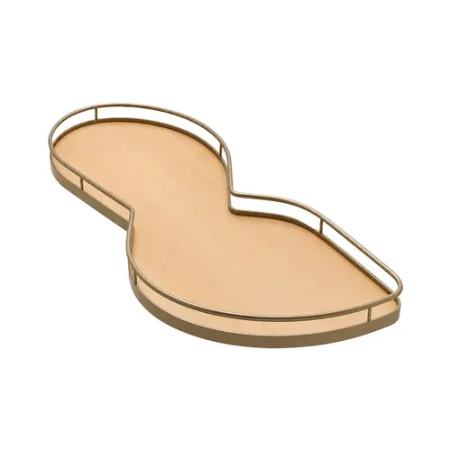 LeMans II Set, for Blind Corner Cabinets Left With soft and self closing mechanisms, with non-slip effect, Swings left, champagne/maple, 2 x 45 shape trays Tray: Maple, Surround: Champagne