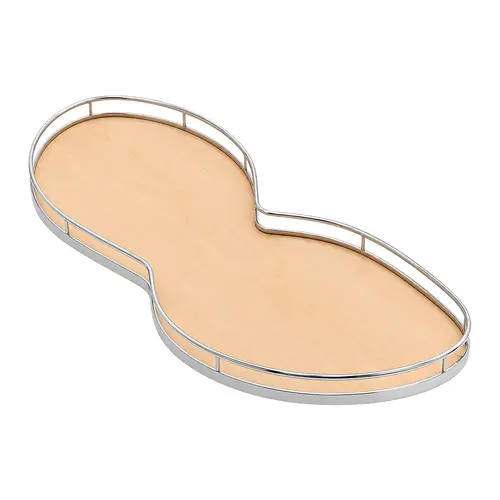 LeMans II Set, for Blind Corner Cabinets Left With soft and self closing mechanisms, with non-slip effect, Swings left, chrome/maple, 2 x 60 shape trays Tray: Maple, Surround: Chrome