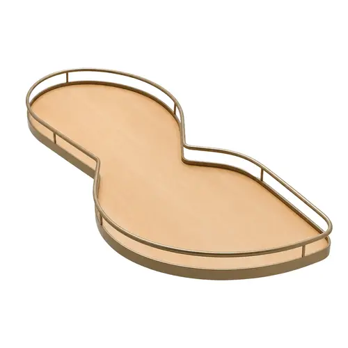 LeMans II Set, for Blind Corner Cabinets Left With soft and self closing mechanisms, with non-slip effect, Swings left, champagne/maple, 2 x 60 shape trays Tray: Maple, Surround: Champagne