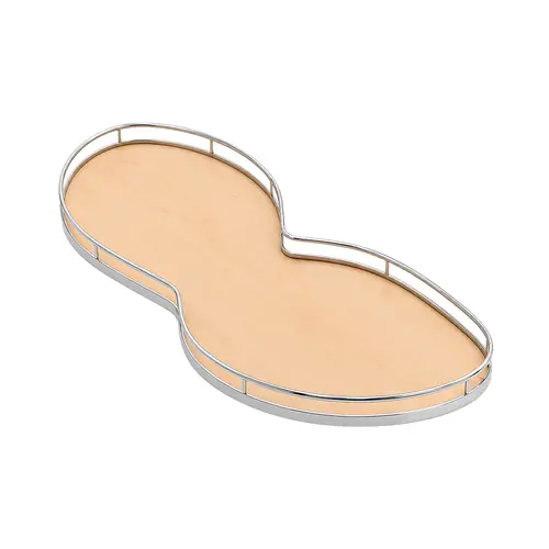 LeMans II Set, for Blind Corner Cabinets Left With soft and self closing mechanisms, with non-slip effect, Swings left, chrome/maple, 2 x 45 shape trays Tray: Maple, Surround: Chrome