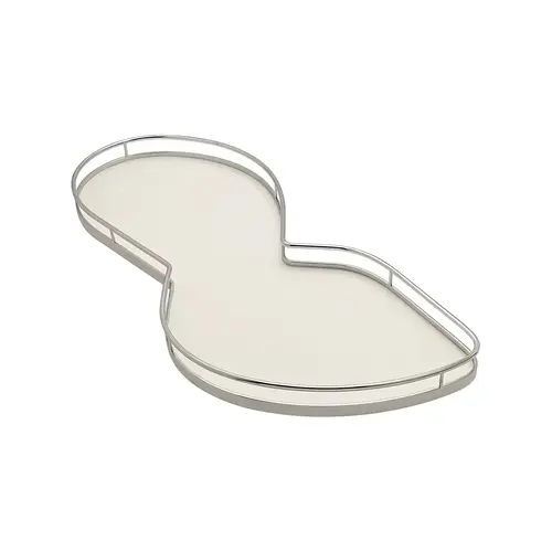 LeMans II Set, for Blind Corner Cabinets Left With soft and self closing mechanisms, with non-slip effect, Swings left, chrome/white, 2 x 40 shape trays Tray: White, Surround: Chrome