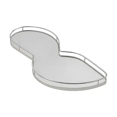 LeMans II Set, for Blind Corner Cabinets Left With soft and self closing mechanisms, with non-slip effect, Swings left, chrome/gray, 2 x 50 shape trays Tray: Gray, Surround: Chrome