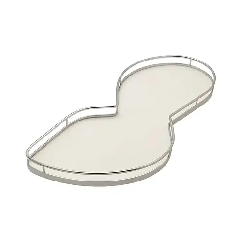 LeMans II Set, for Blind Corner Cabinets Right With soft and self closing mechanisms, with non-slip effect, Swings right, chrome/white, 2 x 45 shape trays Tray: White, Surround: Chrome
