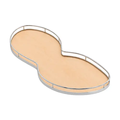 LeMans II Set, for Blind Corner Cabinets Left With soft and self closing mechanisms, with non-slip effect, Swings left, chrome/maple, 2 x 50 shape trays Tray: Maple, Surround: Chrome
