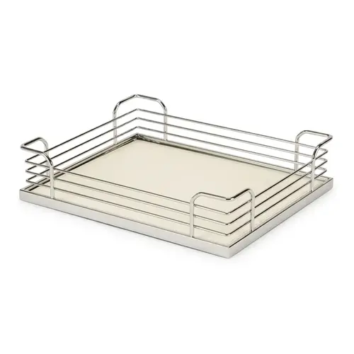 Back Frame Tray Set, for Tandem Chef's Pantry Frame clearance: 15" Interior clearance: 16 1/2" 14 7/8" Arena Plus, Chrome/White, width 14 7/8"