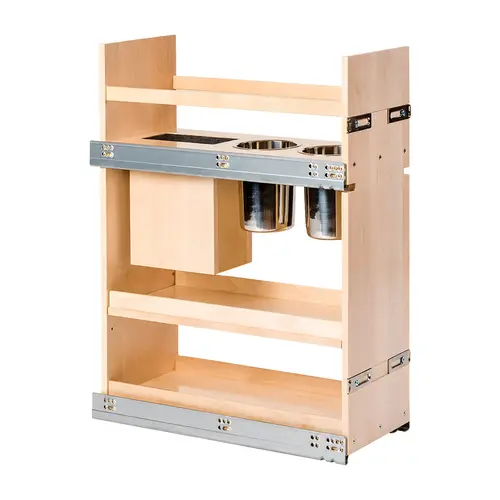 Base Pull-Out Canister Organizer, Solid Maple 2 canisters/knife block 8 7/8" Century Signature Series, 225 mm (8 7/8") width; 2 canisters and knife block Prefinished