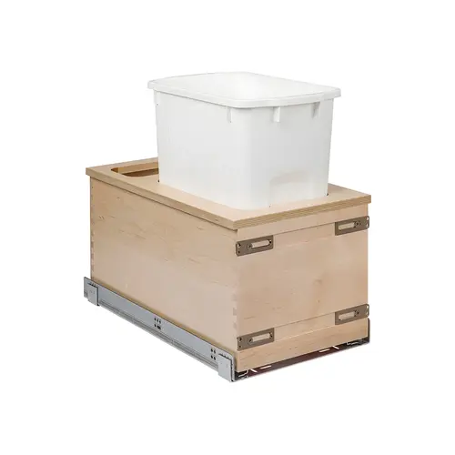 Single Waste Bin, Baltic Birch, Bottom Mount 34 qt 11 3/8" 19 5/8" EDGBM11PF-N Century Edge Series, 34 qt Bin: White