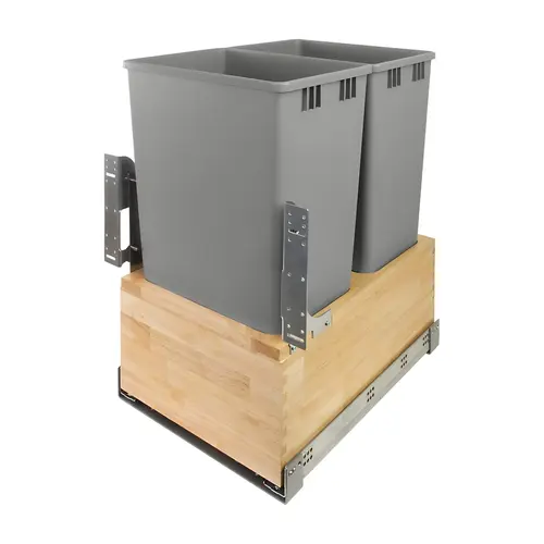 Waste Pull-Out, Elemental Wood 2 x 52 qt 2.00 14 5/8" double bins, 2 x 52 qt Rubberwood