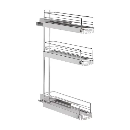 Base Cabinet Pull-Out, 3-Tier, 90 degree Steel, chrome 26.4 lbs (12 kg) load capacity Chrome