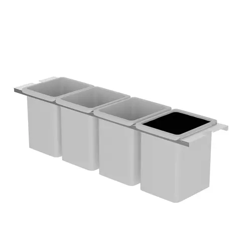 Base Pull-Out Utility Kit, Dispensa 4 storage boxes, 1 knife block 6" 6" width, silver Silver/White